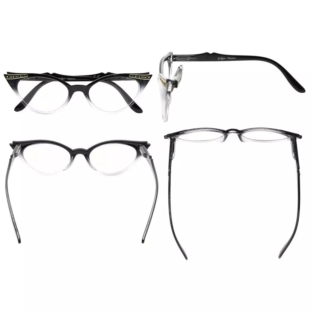 3 Pack Cat - eye Reading Glasses Include Sunshine Readers R914eyekeeper.com