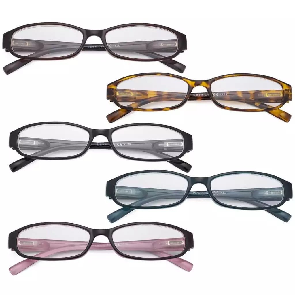 5 Pack Classic Small Reading Glasses Narrow Lens R9104Keyekeeper.com