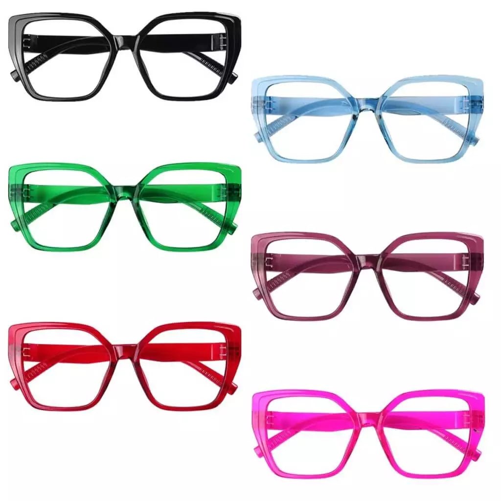 6 Pack Metalless Screwless Oversized Reading Glasses R2314eyekeeper.com