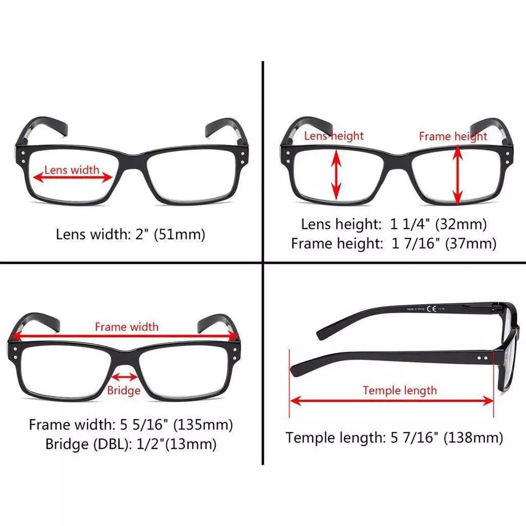 6 Pack Reading Glasses Rectangle Readers 3 - R032eyekeeper.com
