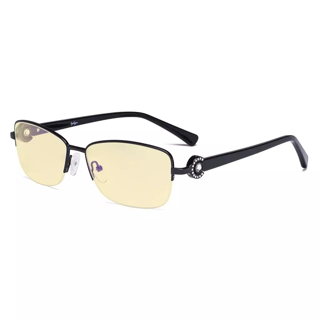 Half - rim Crystal Blue Light Blocking Eyeglasses LX19008 - BB60eyekeeper.com