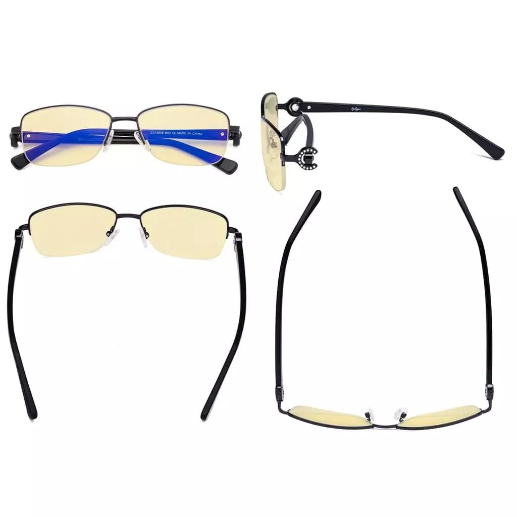 Half - rim Crystal Blue Light Blocking Eyeglasses LX19008 - BB60eyekeeper.com