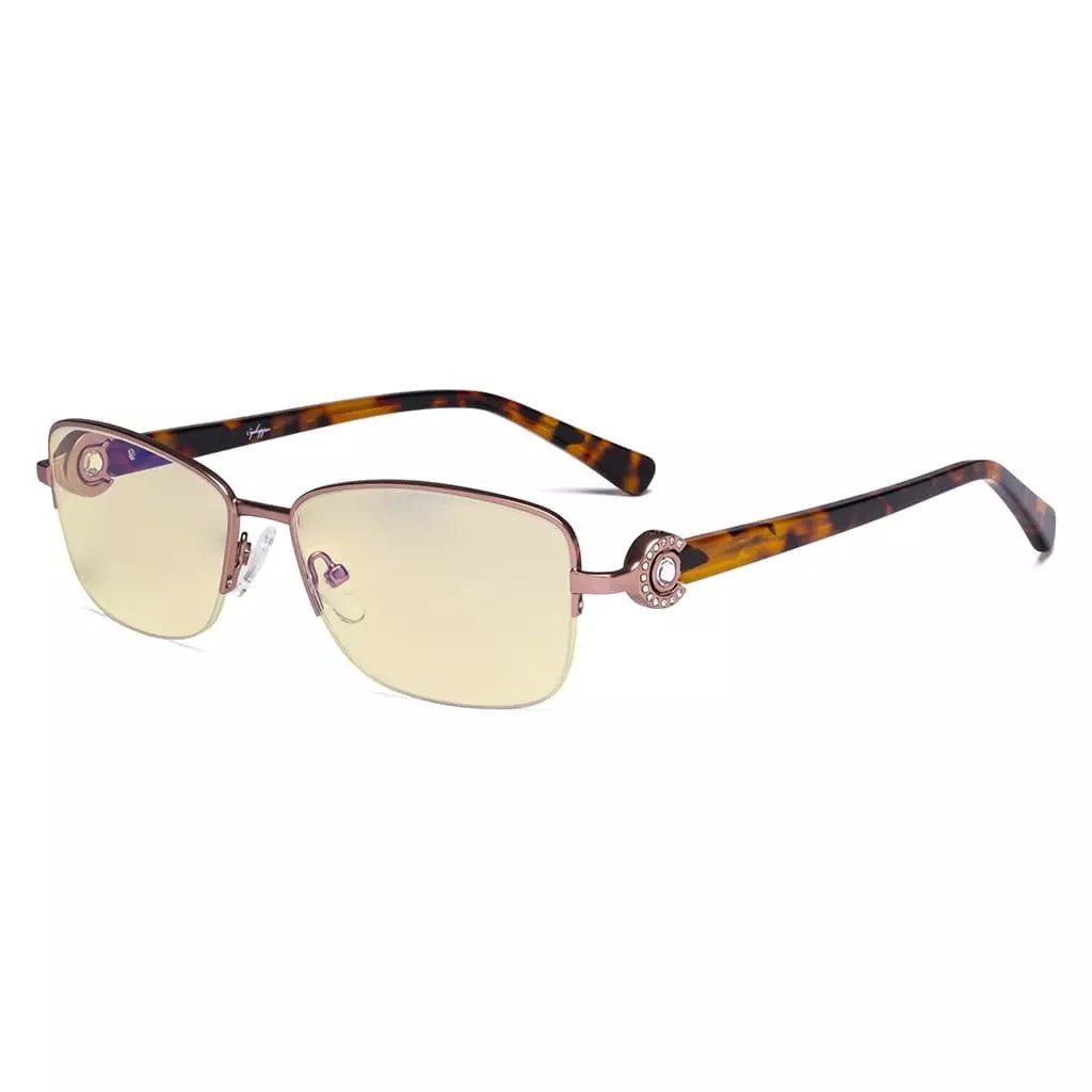 Half - rim Crystal Blue Light Blocking Eyeglasses LX19008 - BB60eyekeeper.com