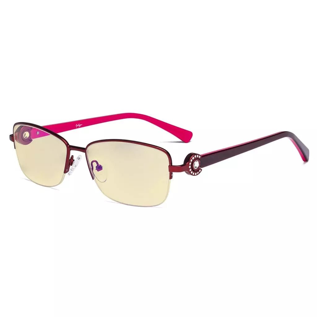 Half - rim Crystal Blue Light Blocking Eyeglasses LX19008 - BB60eyekeeper.com