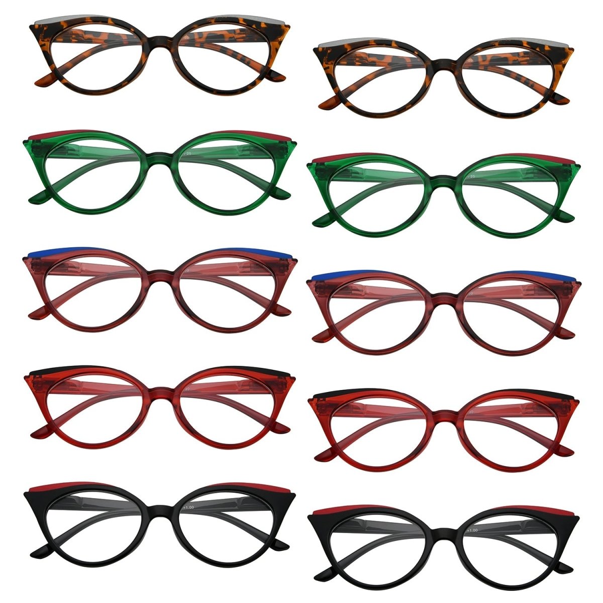 10 Pack Cat - eye Reading Glasses R2125eyekeeper.com