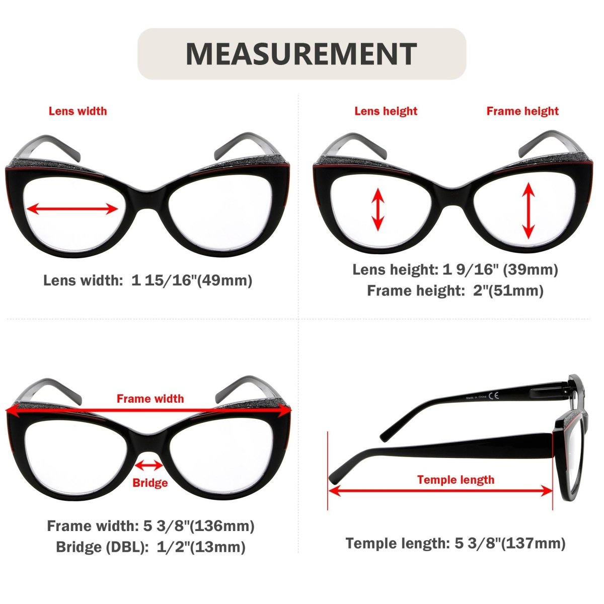 10 Pack Chic Cat - eye Fully Magnified Reading Glasses R2118eyekeeper.com