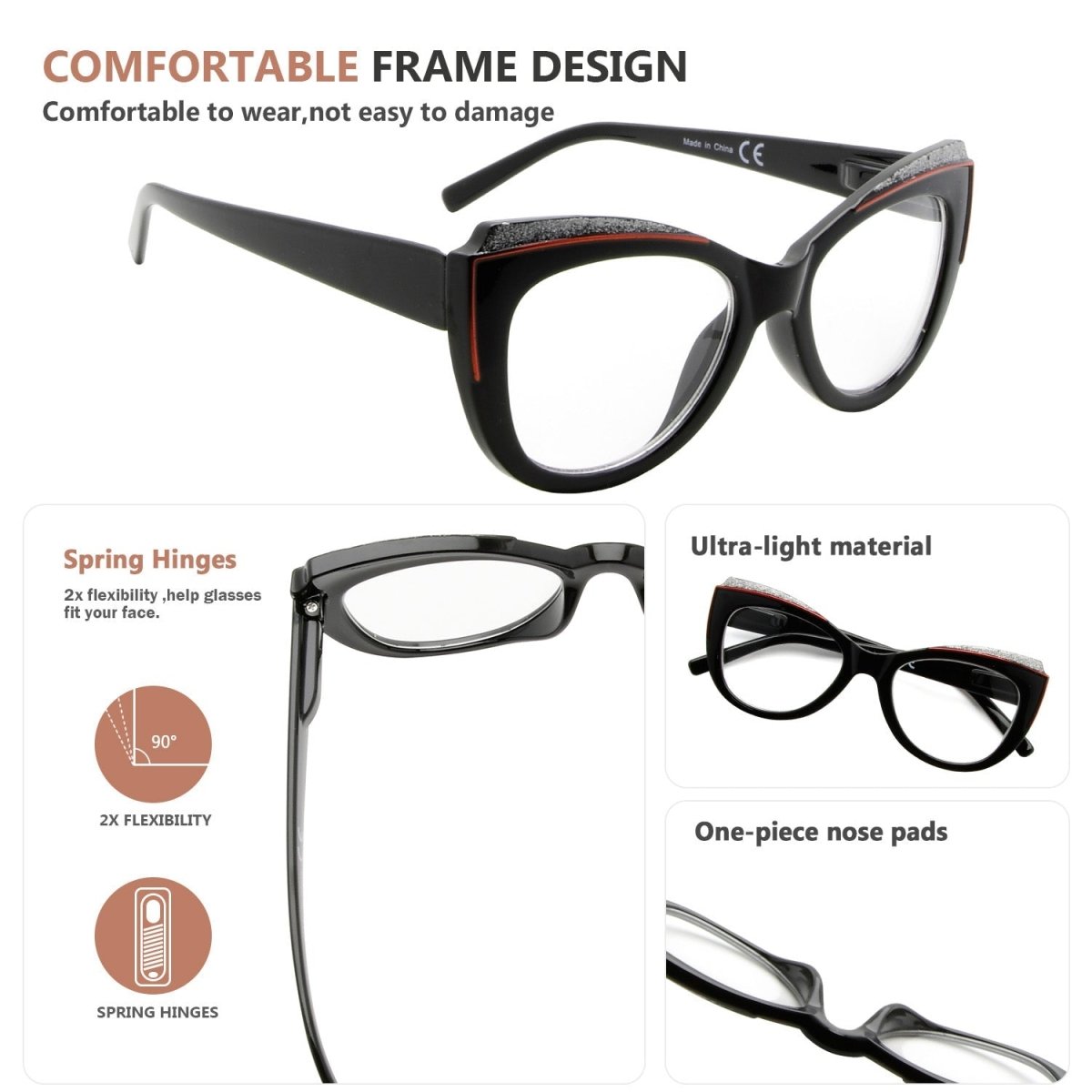 10 Pack Chic Cat - eye Fully Magnified Reading Glasses R2118eyekeeper.com