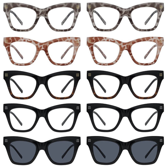 10 Pack Fashionable Cat - eye Reading Glasses R2111eyekeeper.com