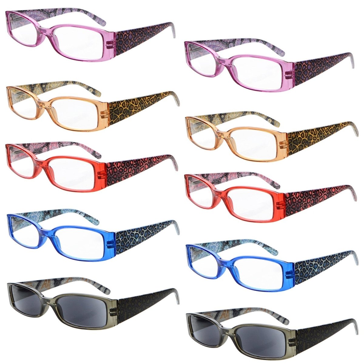 10 Pack Leopard Patterned Reading Glasses Include 2 Reading Sunglasses R040Aeyekeeper.com