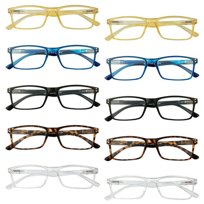 10 Pack Retro Rectangle Reading Glasses R802eyekeeper.com