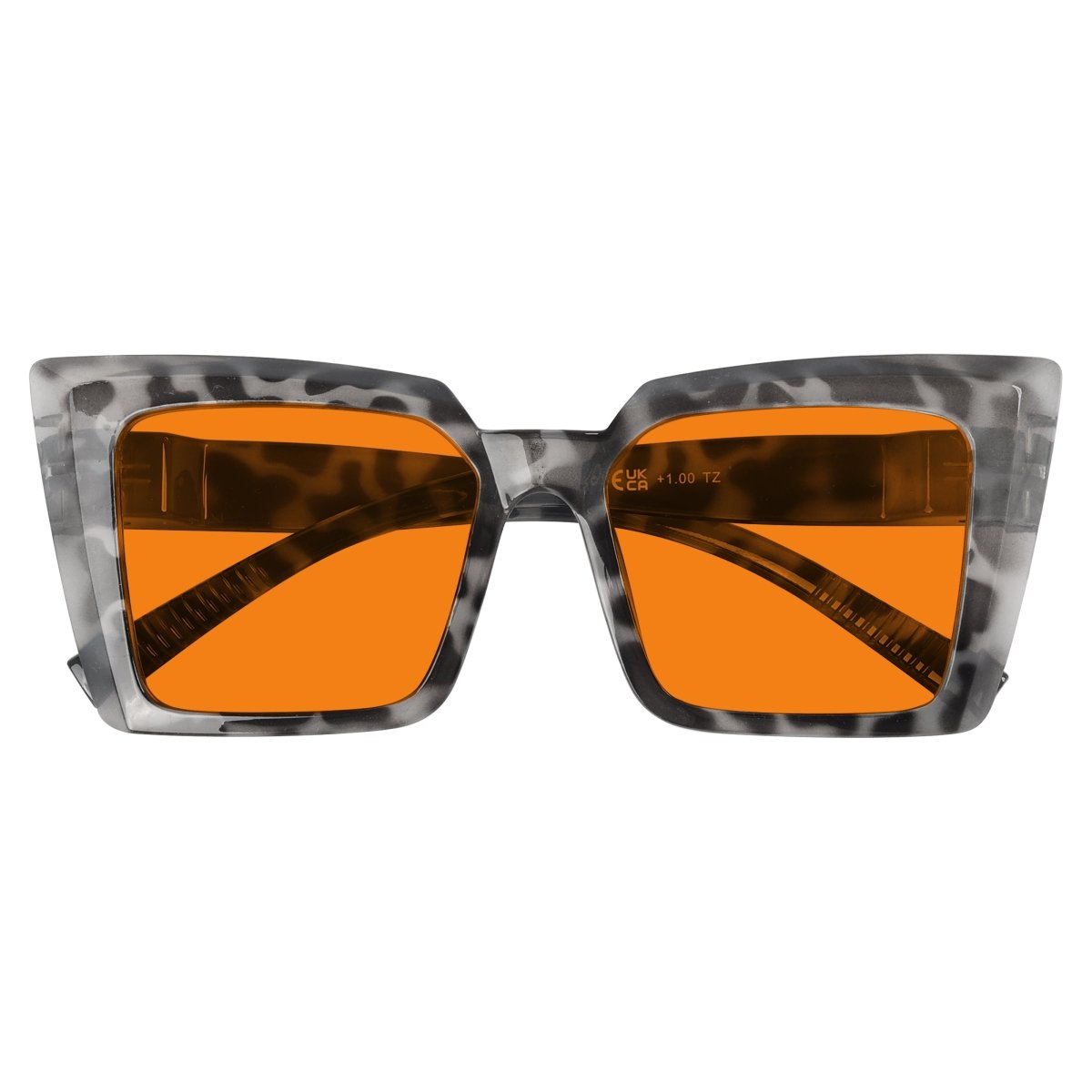 100% Blue Blocking Glasses Oversize Orange Lens Cat - eye Metalless Screwless Eyewear NR2141 - B98eyekeeper.com