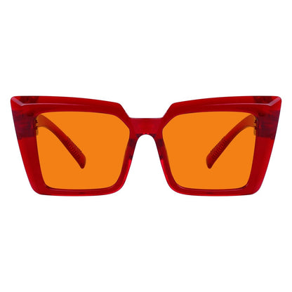 100% Blue Blocking Glasses Oversize Orange Lens Cat - eye Metalless Screwless Eyewear NR2141 - B98eyekeeper.com