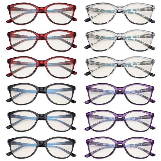 12 Pack Cat - eye Blue Light Blocking Reading Glasses UVFH1570eyekeeper.com