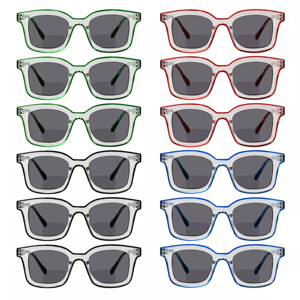 12 Pack Double Color Frame Bifocal Sunglasses SBR2105eyekeeper.com