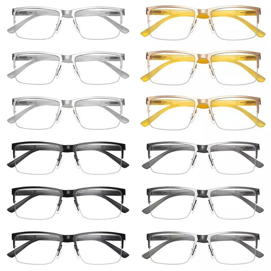 12 Pack Half - rim Metal Reading Glasses Lightweight Spring Hinges Readers R2201eyekeeper.com