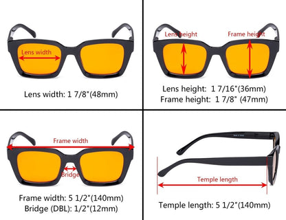 12 Pack Orange Tinted Stylish Blue Light Blocking Reading Glasses DS9106eyekeeper.com