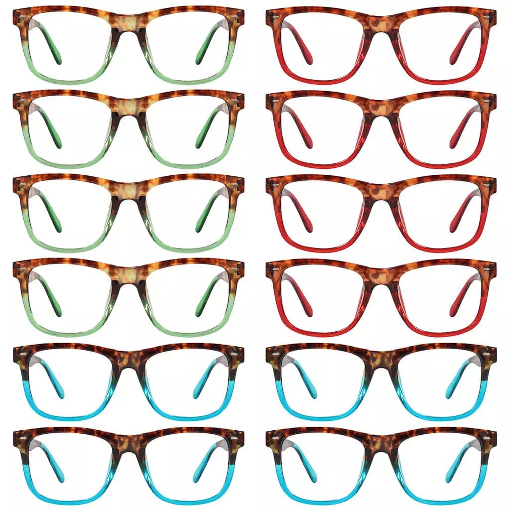 12 Pack Pattern Design Reading Glasses Square Readers R080Deyekeeper.com