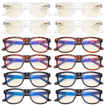 12 Pack Square Blue Light Blocking Reading Glasses Vintage Computer Readers UVR080eyekeeper.com