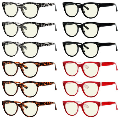 12 Pack Trendy Thicker Frame Blue Light Filter Reading Glasses UVR9110eyekeeper.com