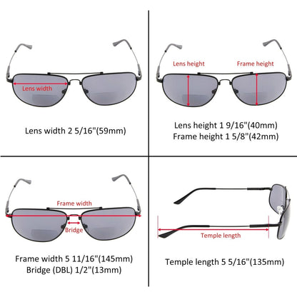 2 Pack Modern Metal Bifocal Reading Sunglasses Chic Readers SG1803eyekeeper.com