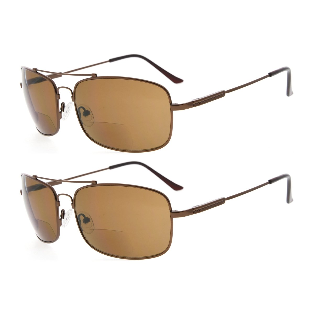 2 Pack Rectangle Metal Bifocal Reading Sunglasses Chic Readers SG1805eyekeeper.com