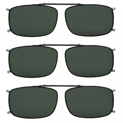 3 Pack Polarized Clip on Sunglasses with Spring Draw Bar C63 (54MMx34MM)eyekeeper.com
