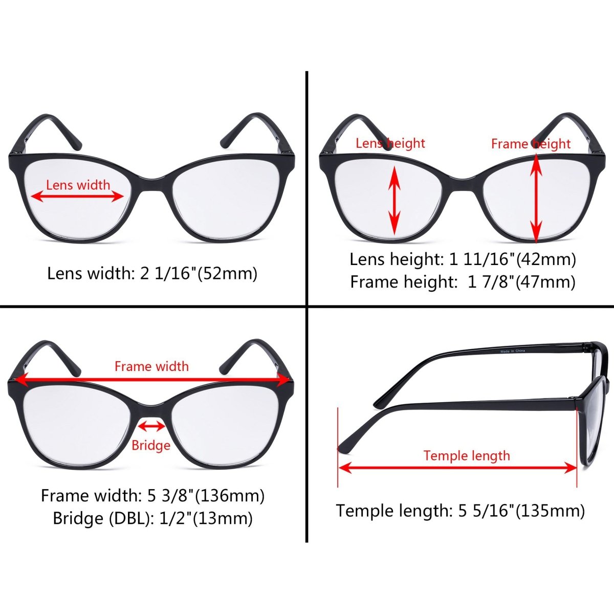 4 Pack Cat - eye Tortoise Reading Glasses FH1570eyekeeper.com