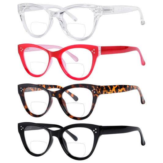 4 Pack Fashionable Thicker Frame Bifocal Reading Glasses BR9108eyekeeper.com