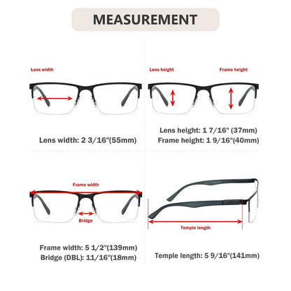 4 Pack Lightweight Metal Rectangle Reading Glasses R2201eyekeeper.com