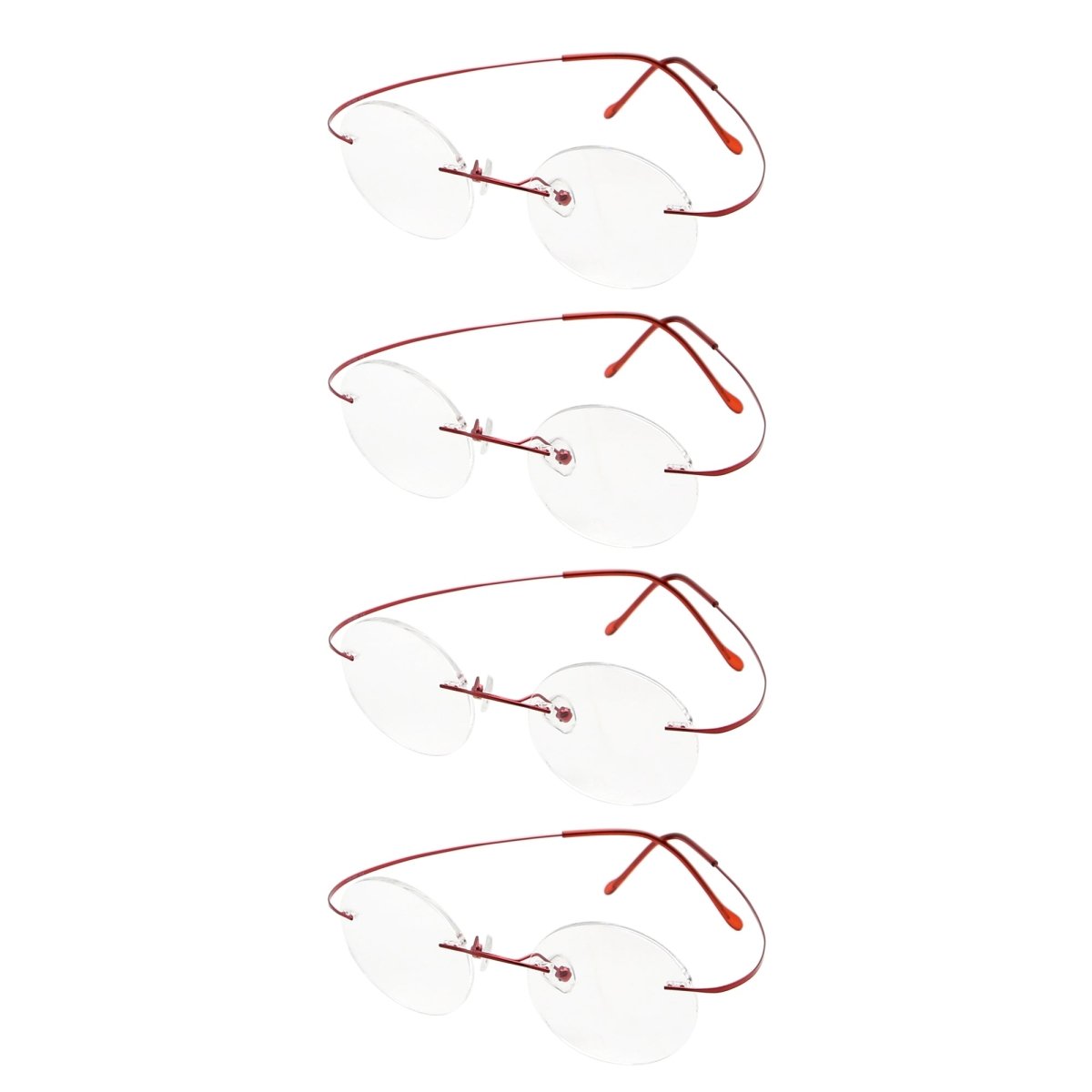 4 Pack Lightweight Round Rimless Eyeglasses Y43eyekeeper.com