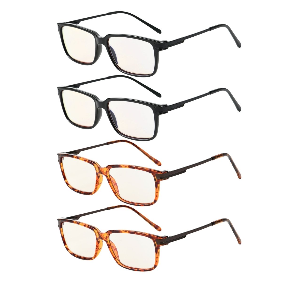 4 Pack Rectangle Blue Light Filter Reading Glasses CGTR011eyekeeper.com