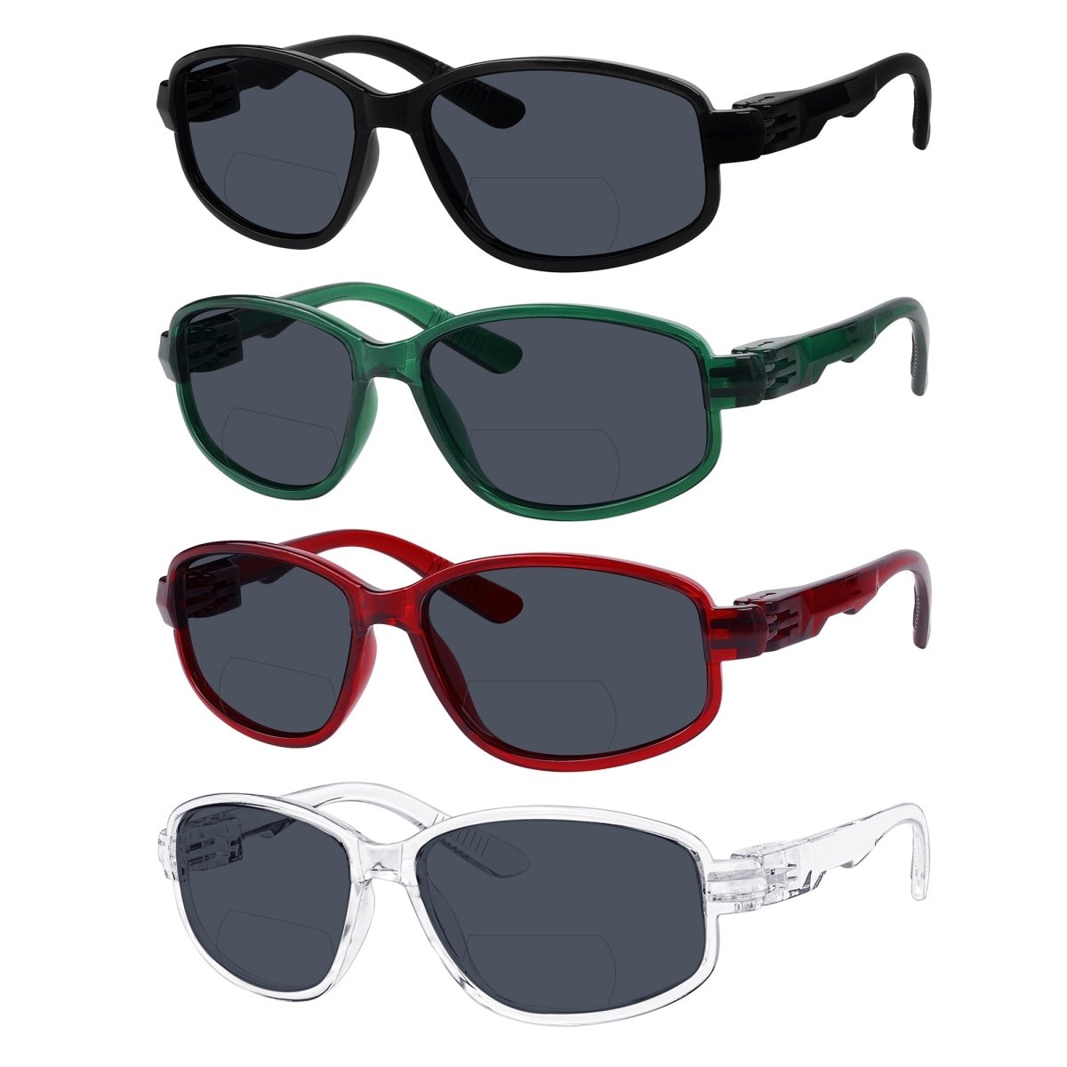 4 Pack Sports Bifocal Reading Sunglasses Metalless Screwless Sunshine Readers NSG801eyekeeper.com