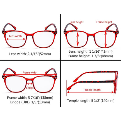 4 Pack Stylish fashionable Oval Reading Glasses R9001Deyekeeper.com