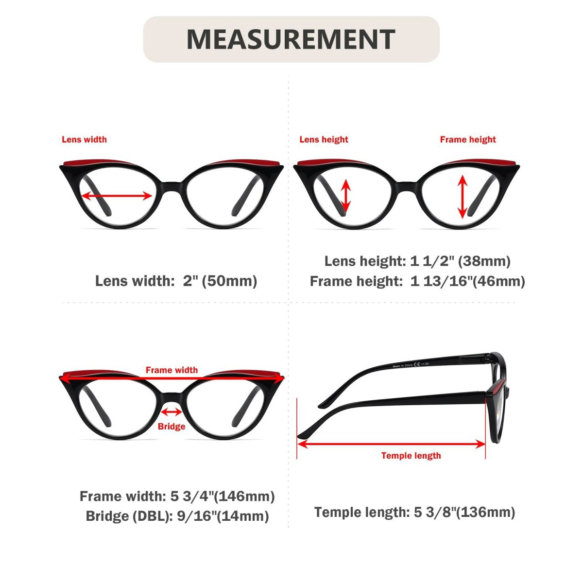 5 Pack Cat-eye Reading Glasses Design Reader for Women R2125eyekeeper.com