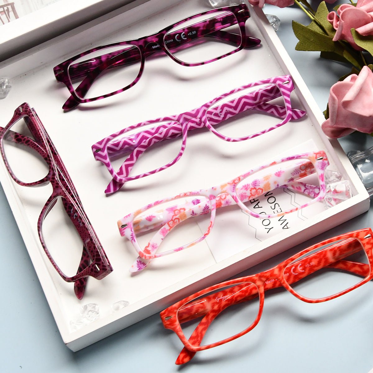 5 Pack Colorful Patterned Reading Glasses Fashionable Readers R066eyekeeper.com