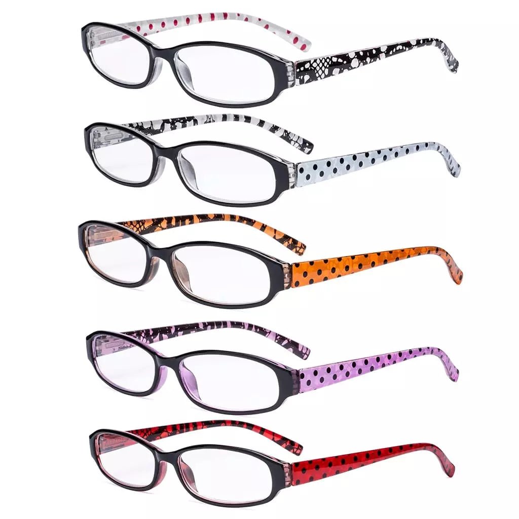 5 Pack Ladies Reading Glasses with Polka Dots Arms R9104Peyekeeper.com