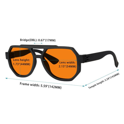 6 Pack 100% Blue Blocking Orange Glasses for Sleep Metalless Pilot R2309 - B98eyekeeper.com