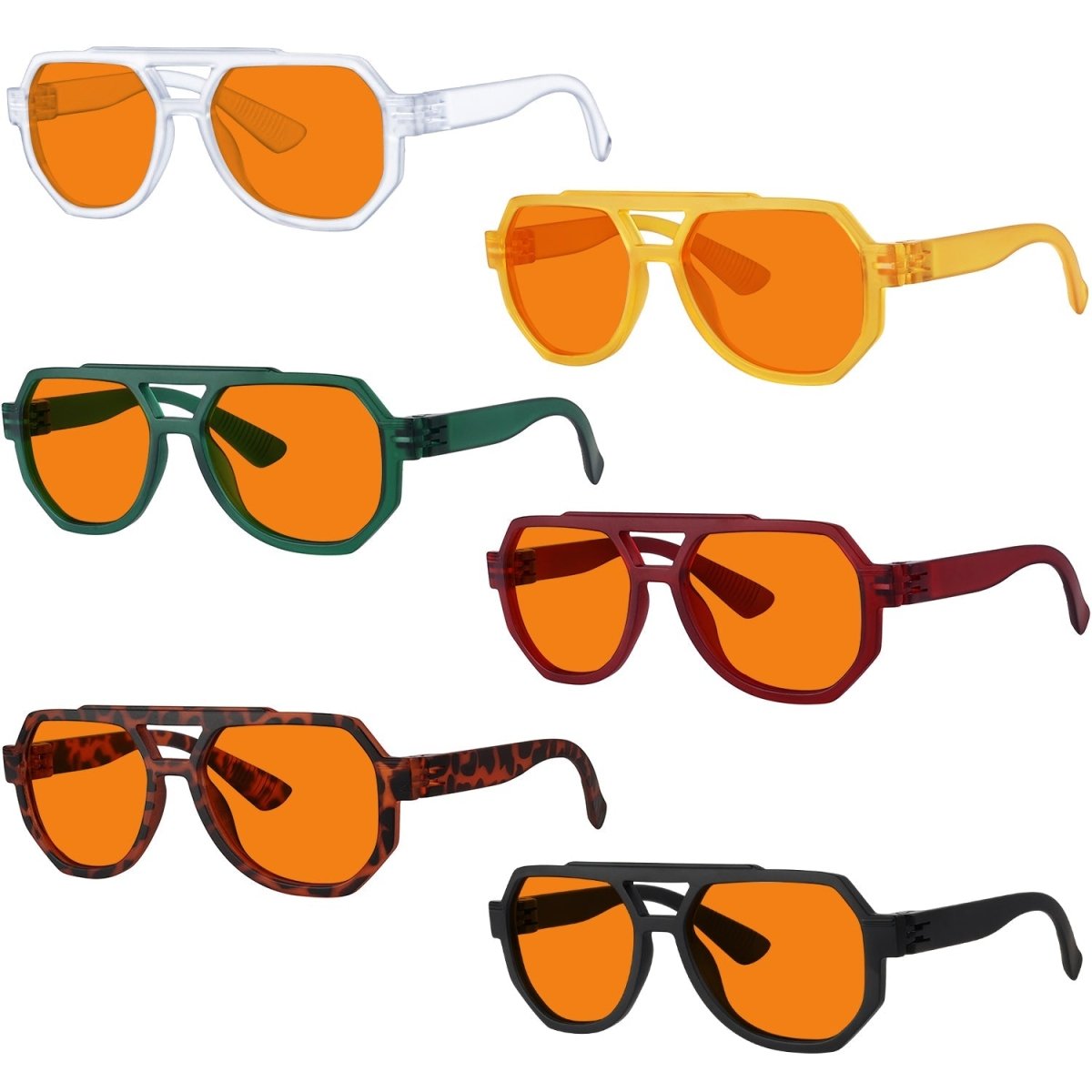 6 Pack 100% Blue Blocking Orange Glasses for Sleep Metalless Pilot R2309 - B98eyekeeper.com