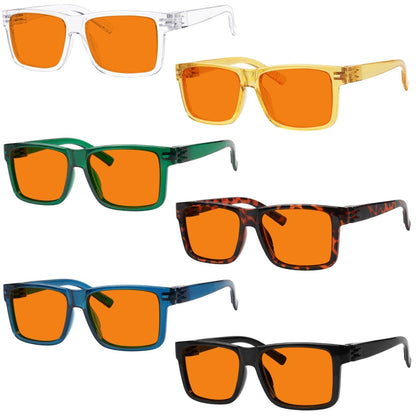 6 Pack 100% Blue Blocking Orange Glasses Nighttime Metalless Screwless Glasses NR2142 - B98eyekeeper.com