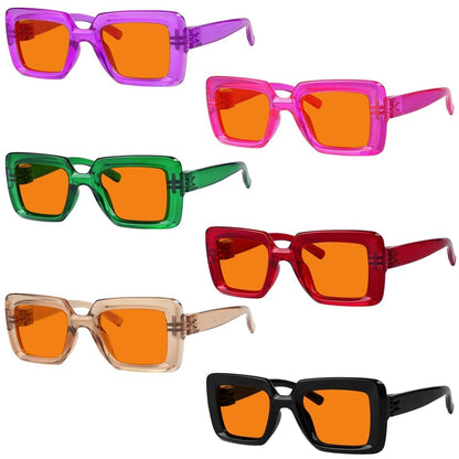 6 Pack 100% Blue Light Blocking Orange Glasses Metalless Screwless NR2101 - B98eyekeeper.com