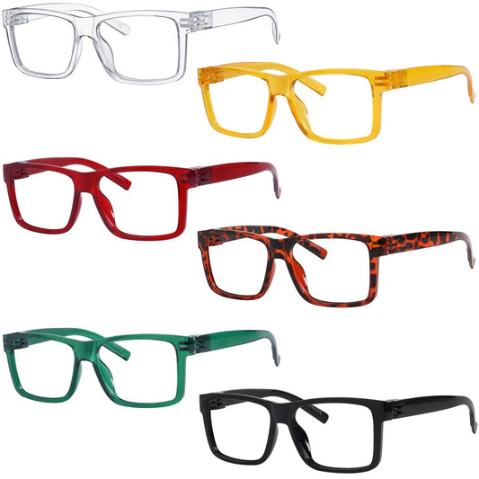 6 Pack 30% Blue Light Blocking Oversized Metalless Screwless Glasses R2508 - B15eyekeeper.com