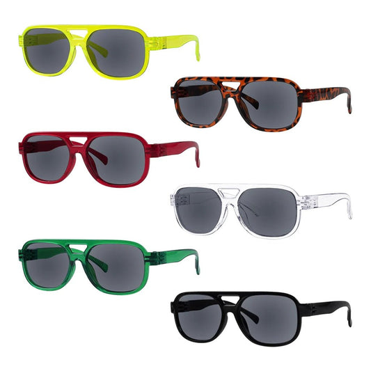 6 Pack Pilot Metalless Screwless Spring Hinge Specs Sunglasses R2515Seyekeeper.com