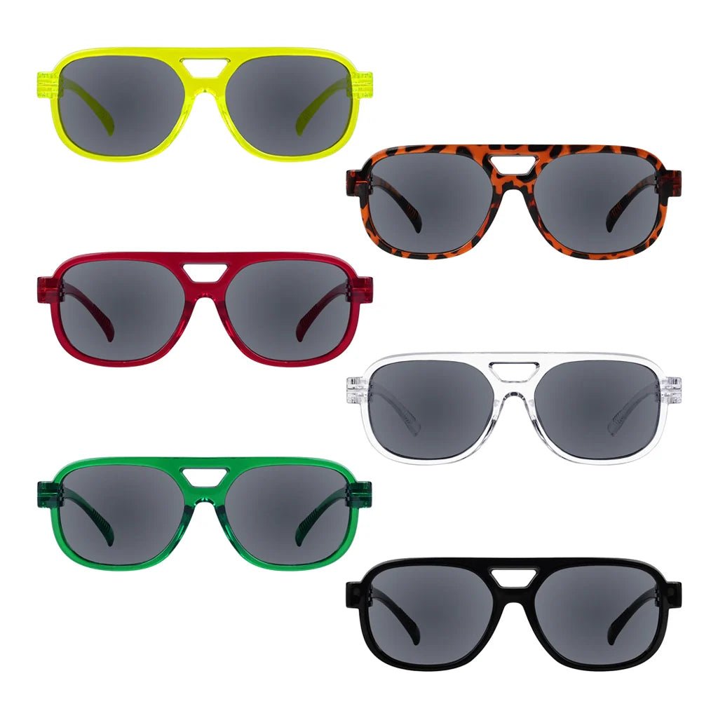 6 Pack Pilot Metalless Screwless Spring Hinge Specs Sunglasses R2515Seyekeeper.com