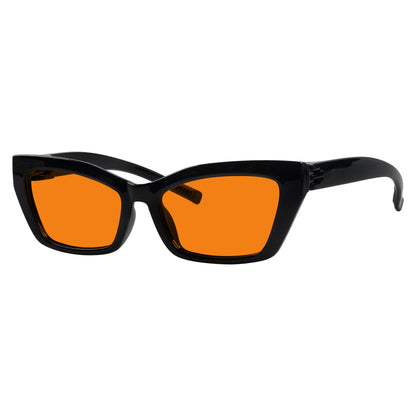 100% Blauw Blokkerende Bril Oranje Lens Cat-eye Metaalloos Schroefloos R2516-B98