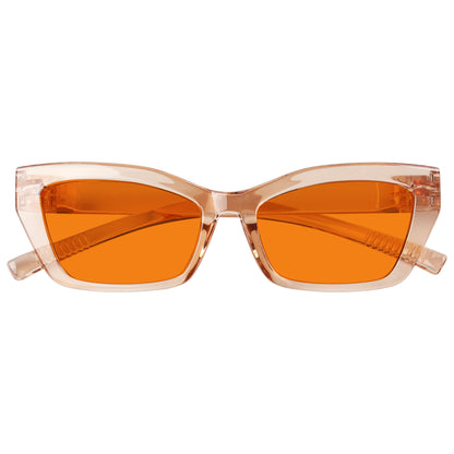 100% Blauw Blokkerende Bril Oranje Lens Cat-eye Metaalloos Schroefloos R2516-B98