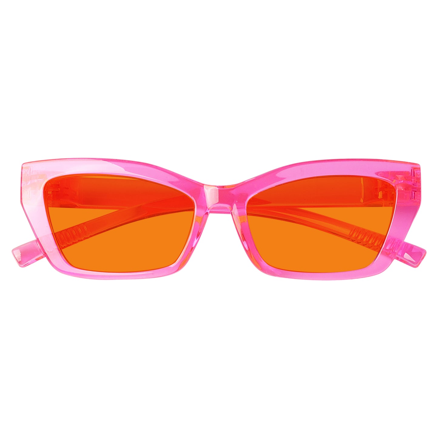 100% Blauw Blokkerende Bril Oranje Lens Cat-eye Metaalloos Schroefloos R2516-B98