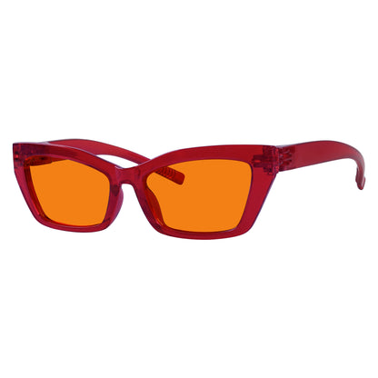 100% Blauw Blokkerende Bril Oranje Lens Cat-eye Metaalloos Schroefloos R2516-B98