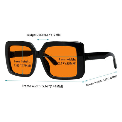 Oversized 100% Blue Blocking Glasses Orange Lens Metalless Screwless R2311 - B98eyekeeper.com