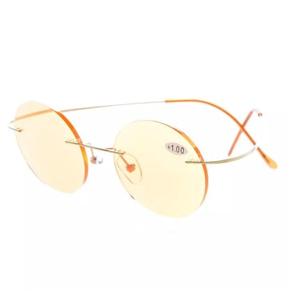 Round Rimless Blue Light Filter Reading Glasses UVR15026eyekeeper.com