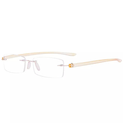 Small Lenes Rectangle Reading Glasses Rimless Readers R14001eyekeeper.com